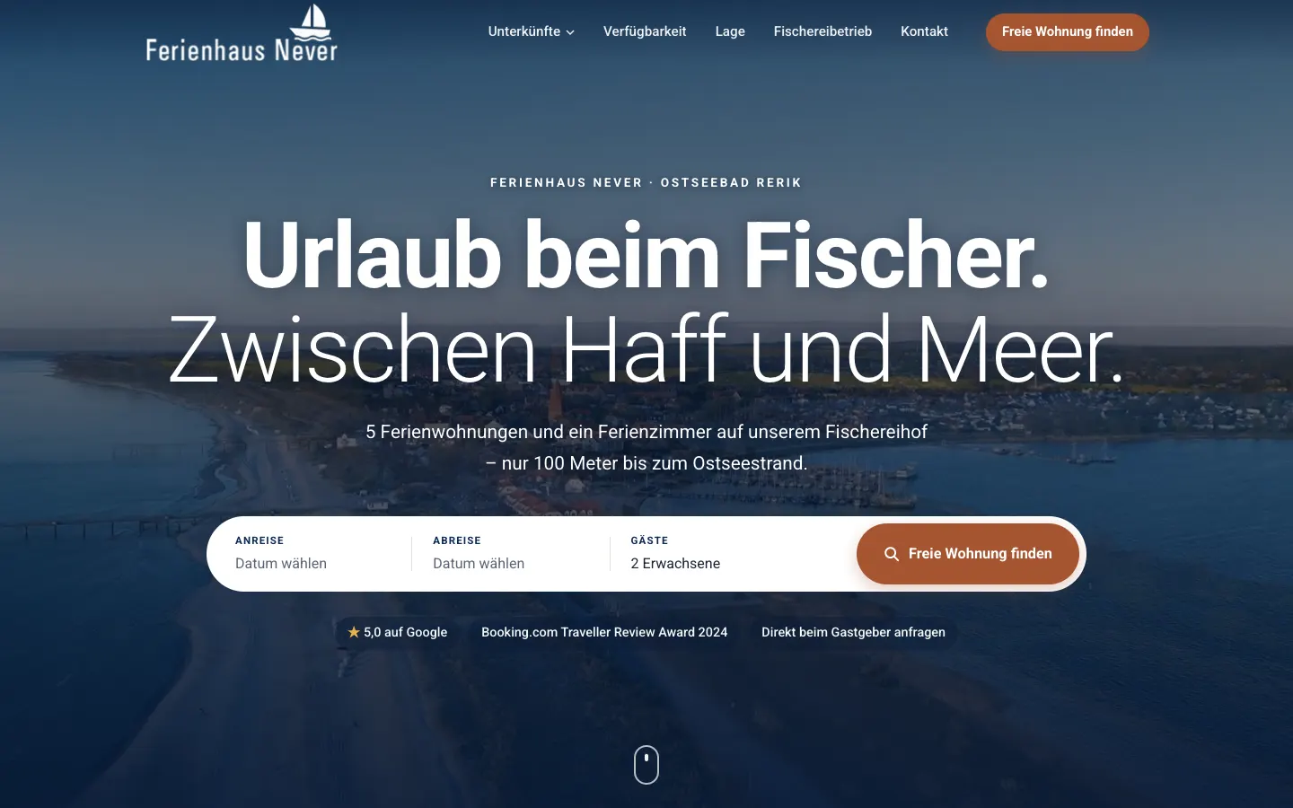 Ferienhaus Never am Laptop