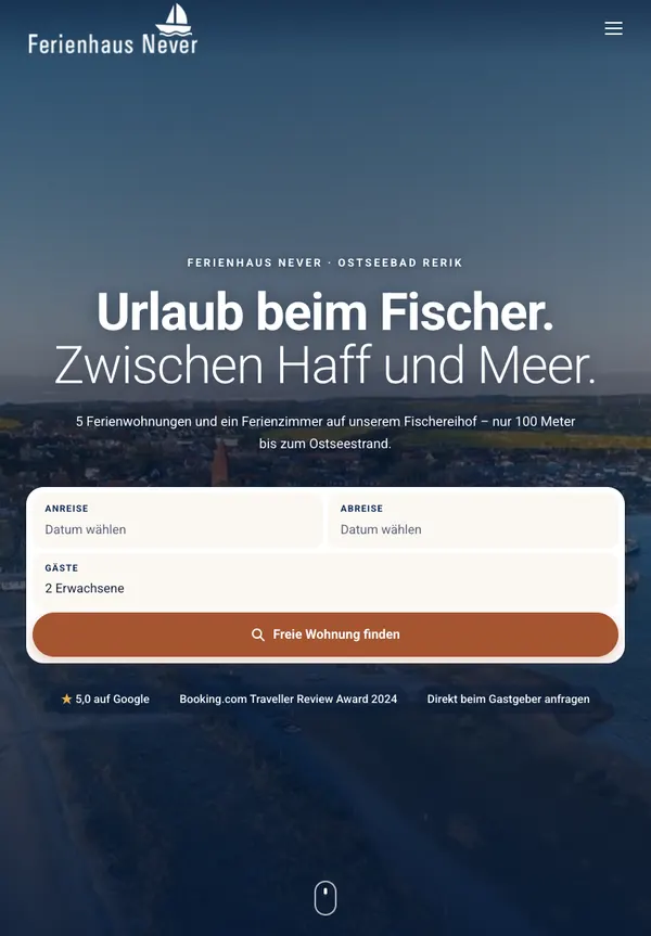 Ferienhaus Never auf dem Tablet